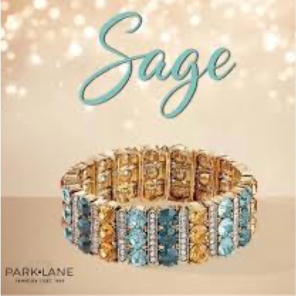 Park Lane Sage Bracelet Antique Gold, Sea Foam & Forest Green, Topaz Crystals - Picture 3 of 12